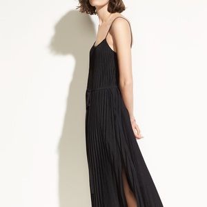 vince polka dot pleated cami dress